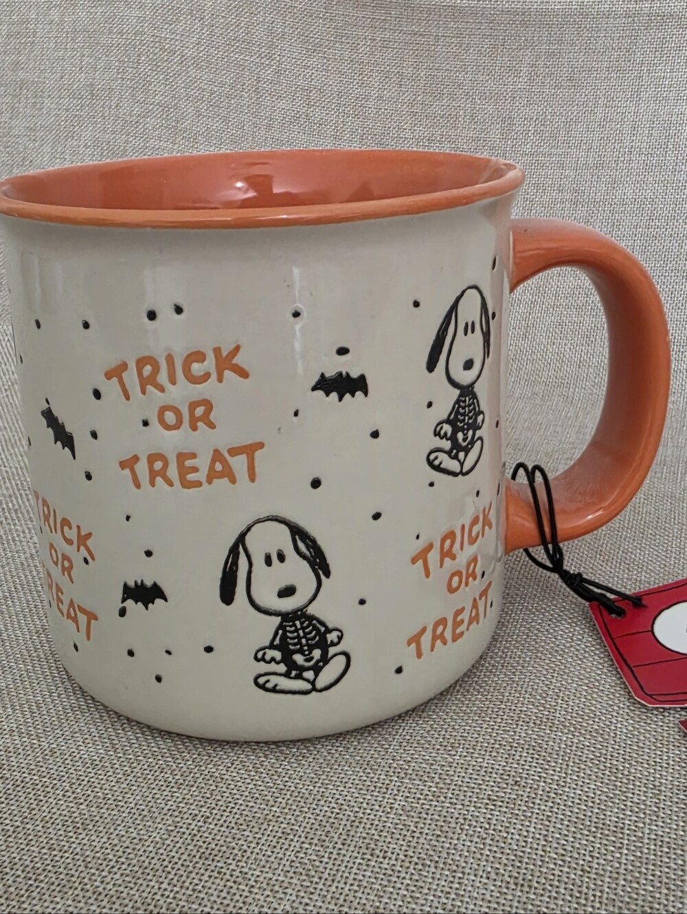 Peanuts Snoopy ' Trick or Treat! Ceramic Mug-Orange & Cream